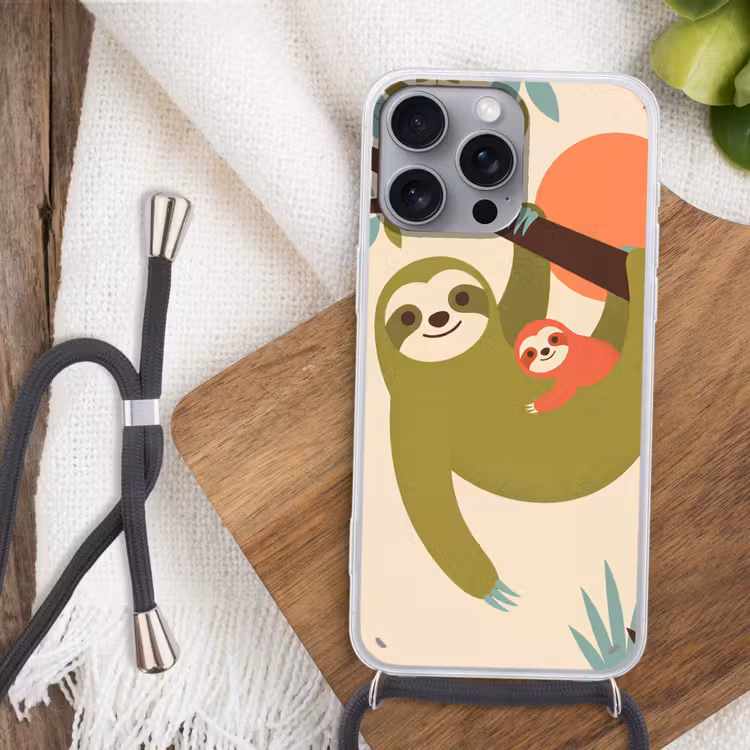 Handyhülle mit Band - Tiere – Mutter – Baby – Natur – Grün — 3