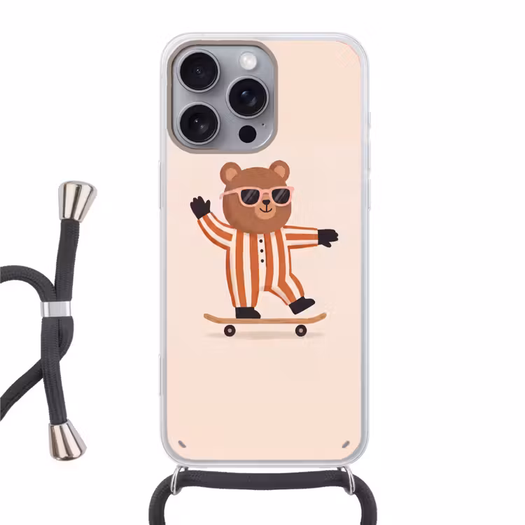 Handyhülle mit Band - Tiere – Skateboard – Spiel – Zeichentrick – Rosa — 1