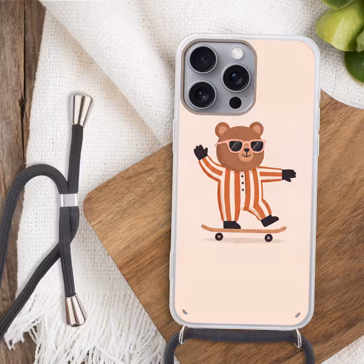 Handyhülle mit Band - Tiere – Skateboard – Spiel – Zeichentrick – Rosa — 3