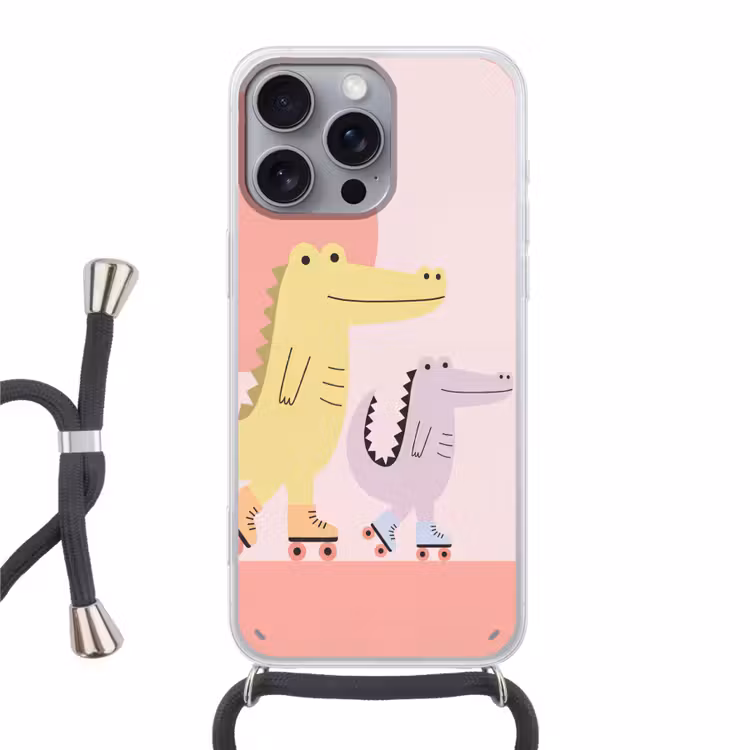 Handyhülle mit Band - Tiere – Skaten – Illustration – Verspielt – Rosa — 1