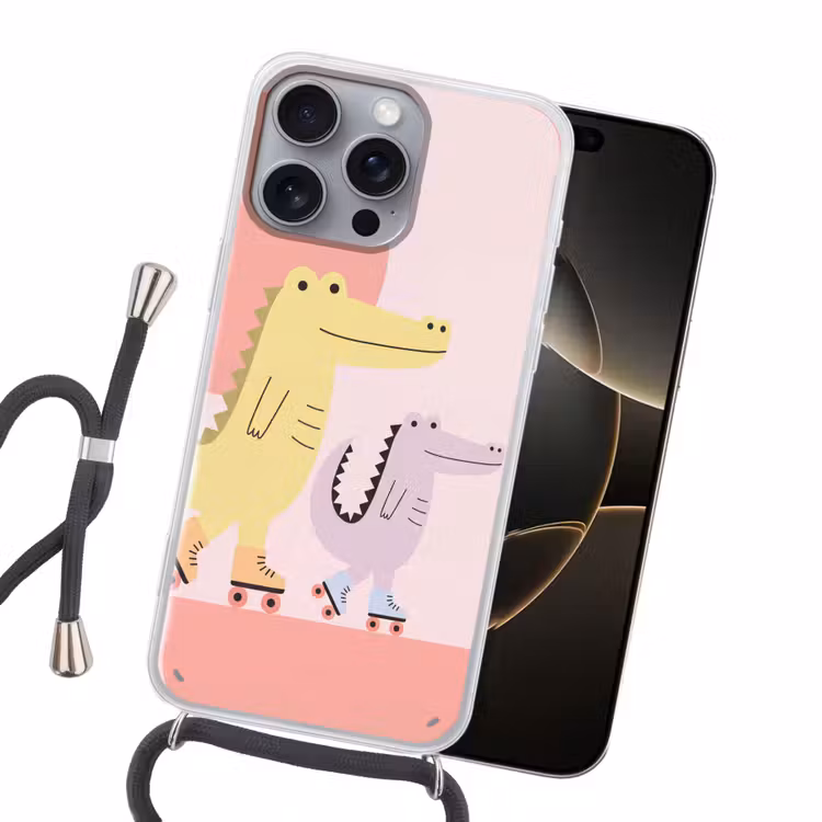 Handyhülle mit Band - Tiere – Skaten – Illustration – Verspielt – Rosa — 5