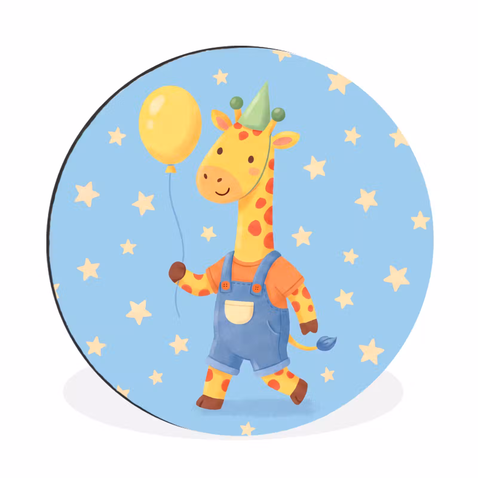 Alu-Dibond-Bild Rund - Tiere – Giraffe – Luftballon – Party – Kinderzimmer — 1