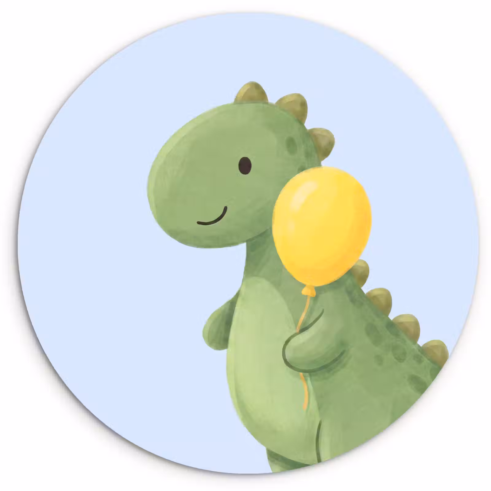 Glasbild Rund - Dinosaurier – Luftballon – Kinderzimmer – Illustration – Grün — 1