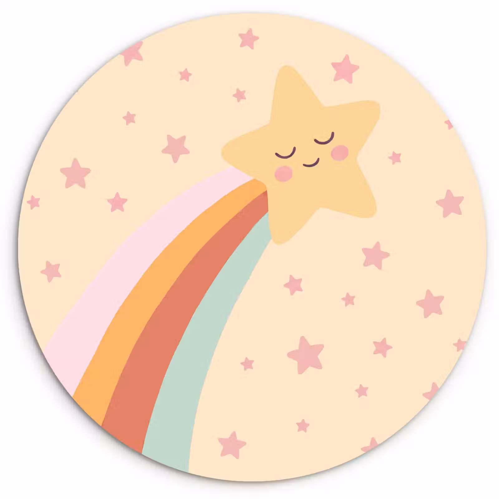 Glasbild Rund - Stern – Regenbogen – Nacht – Illustration – Pastell — 1