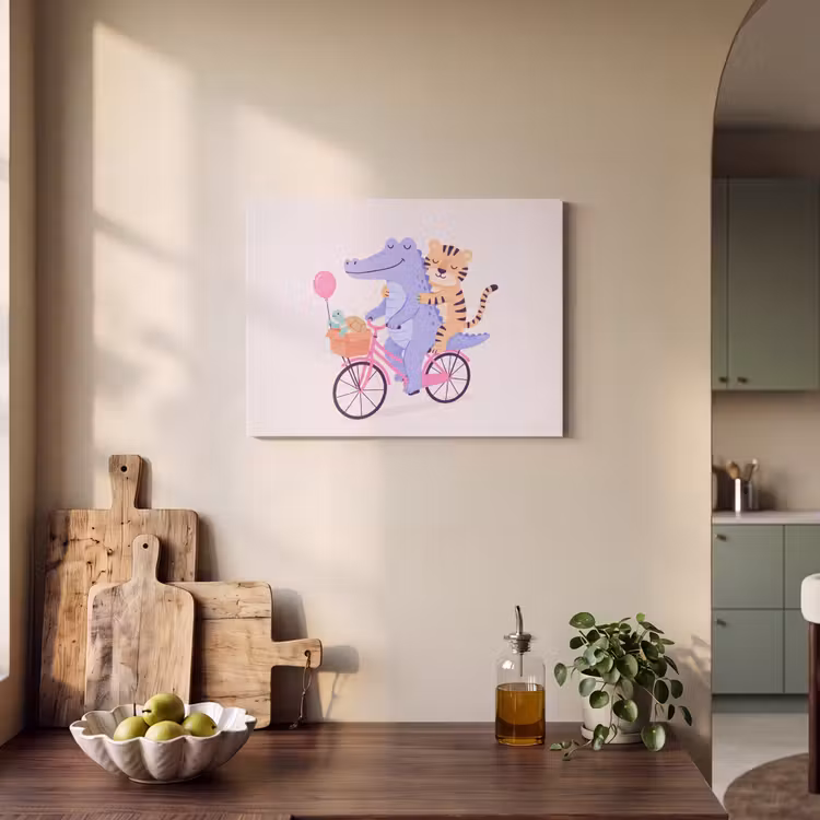Akustikbild - Tiere – Fahrrad – Freundschaft – Illustration – Rosa — 4