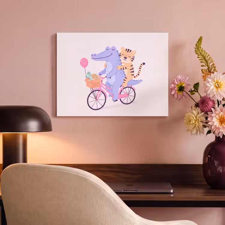 Akustikbild - Tiere – Fahrrad – Freundschaft – Illustration – Rosa — 6
