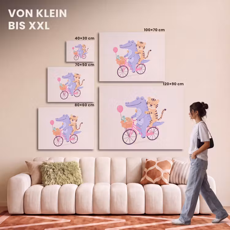 Akustikbild - Tiere – Fahrrad – Freundschaft – Illustration – Rosa — 7