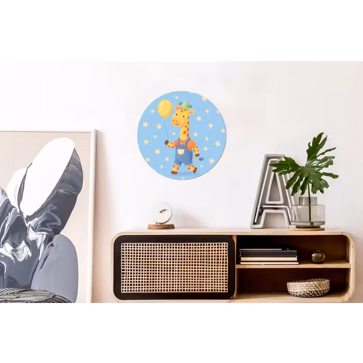 Alu-Dibond-Bild Rund - Tiere – Giraffe – Luftballon – Party – Kinderzimmer — 3