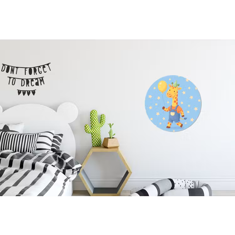 Alu-Dibond-Bild Rund - Tiere – Giraffe – Luftballon – Party – Kinderzimmer — 4