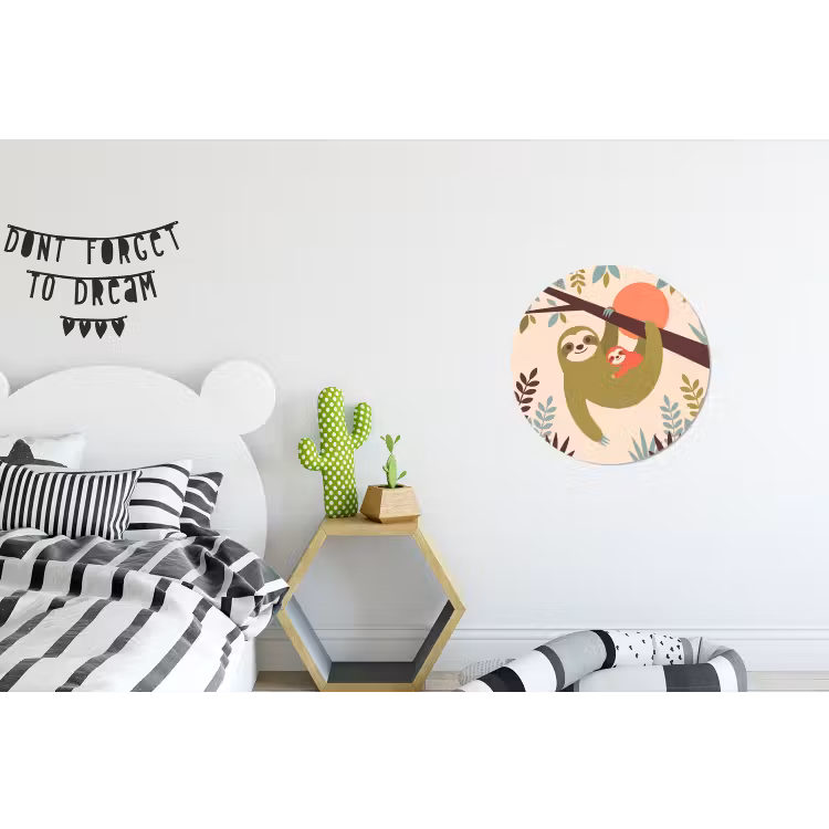 Alu-Dibond-Bild Rund - Tiere – Mutter – Baby – Natur – Grün — 4