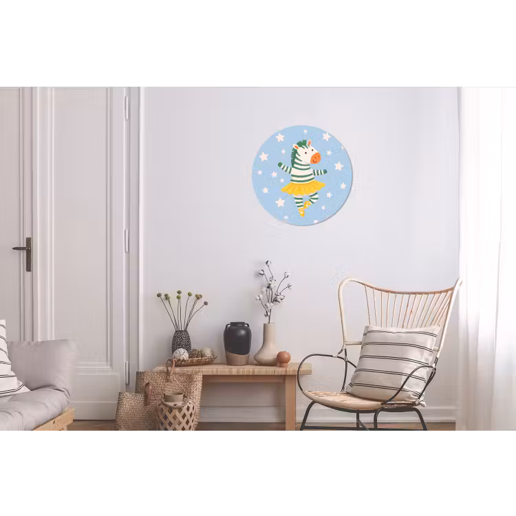 Alu-Dibond-Bild Rund - Tiere – Tanz – Illustration – Kinderzimmer – Sterne — 2