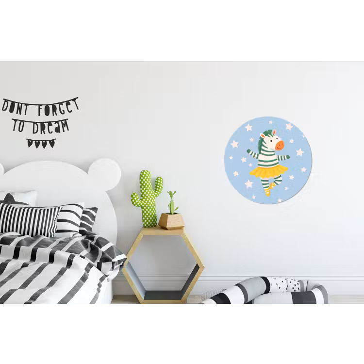 Alu-Dibond-Bild Rund - Tiere – Tanz – Illustration – Kinderzimmer – Sterne — 4