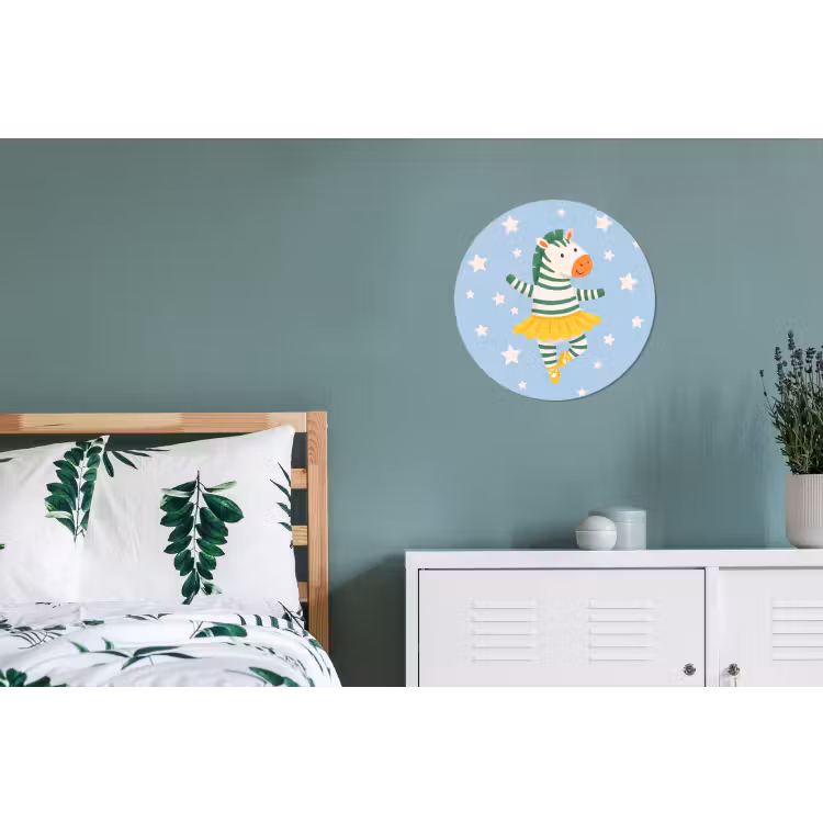 Alu-Dibond-Bild Rund - Tiere – Tanz – Illustration – Kinderzimmer – Sterne — 5
