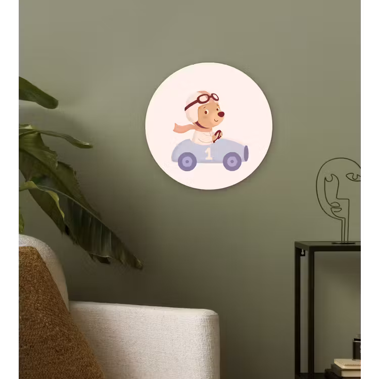 Glasbild Rund - Bär – Auto – Kinderzimmer – Cartoon – Verspielt — 3