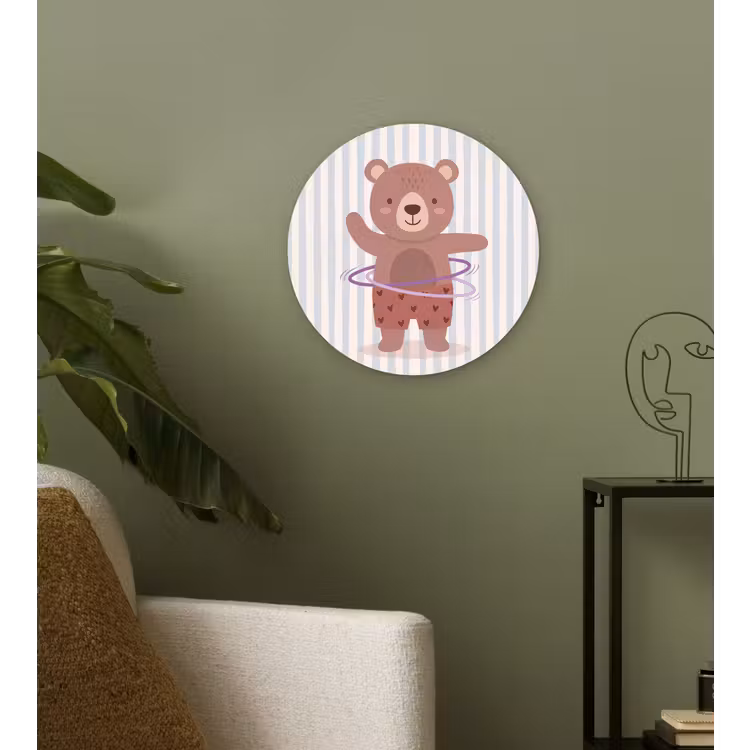 Glasbild Rund - Bär – Reifen – Kinderzimmer – Illustration – Braun — 3