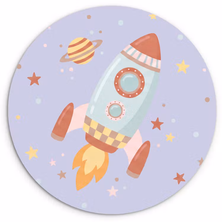Glasbild Rund - Rakete – Weltraum – Planet – Illustration — 1