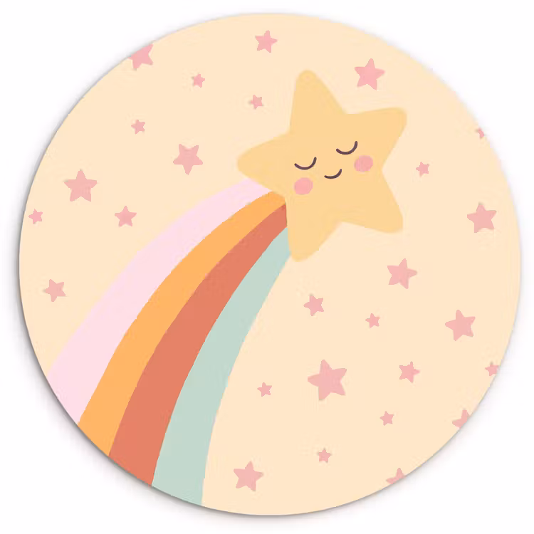 Glasbild Rund - Stern – Regenbogen – Nacht – Illustration – Pastell — 1