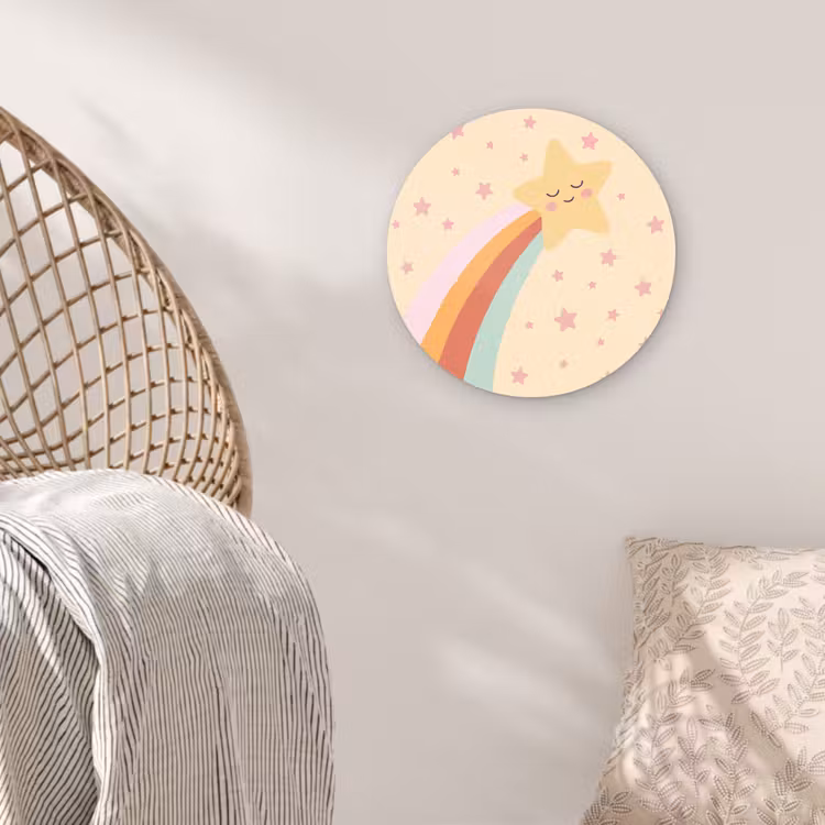 Glasbild Rund - Stern – Regenbogen – Nacht – Illustration – Pastell — 5