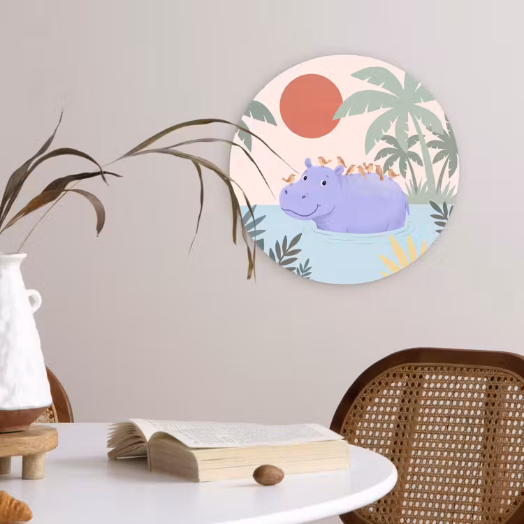 Glasbild Rund - Tiere – Vogel – Wasser – Natur – Illustration — 4