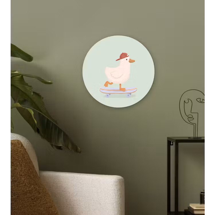 Glasbild Rund - Vogel – Skateboard – Tiere – Cartoon – Verspielt — 3
