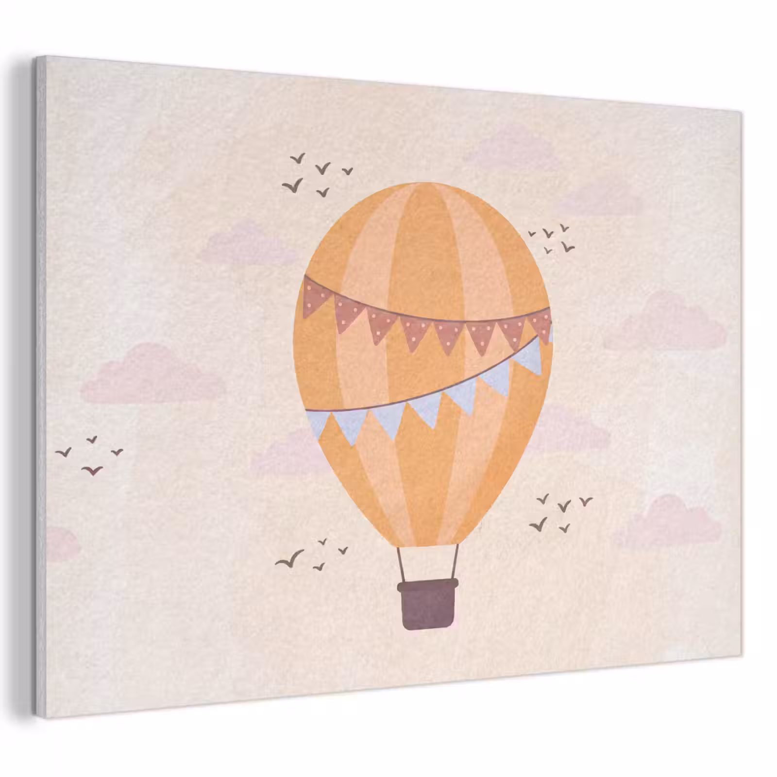 Akustikbild - Heißluftballon – Girlanden – Abenteuer – Illustration – Orange — 1