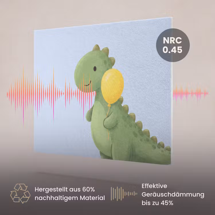 Akustikbild - Dinosaurier – Luftballon – Kinderzimmer – Illustration – Grün — 3