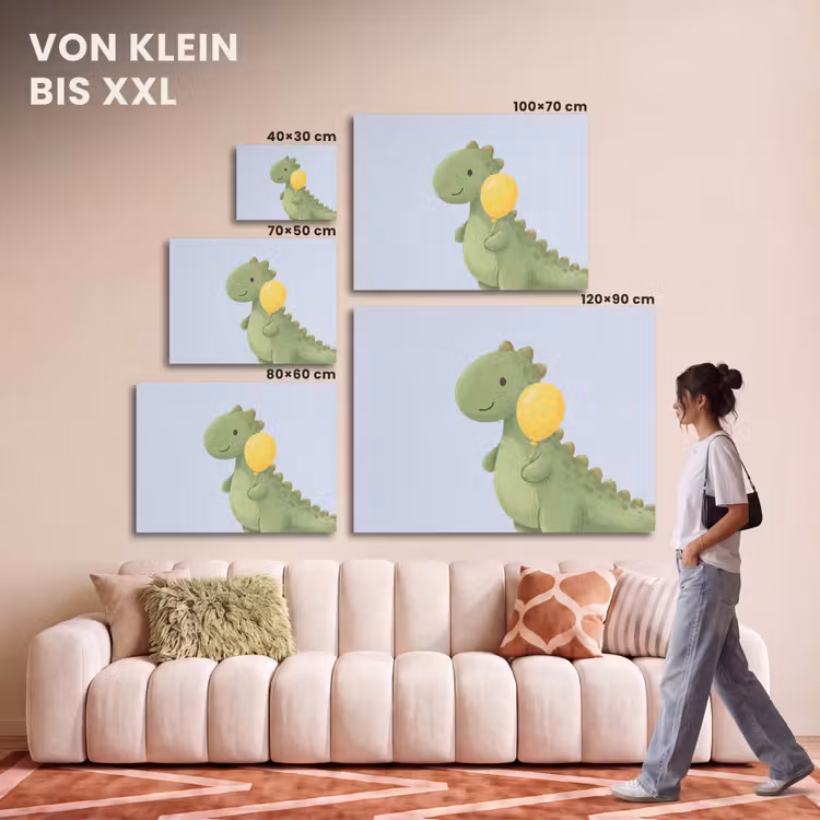 Akustikbild - Dinosaurier – Luftballon – Kinderzimmer – Illustration – Grün — 7