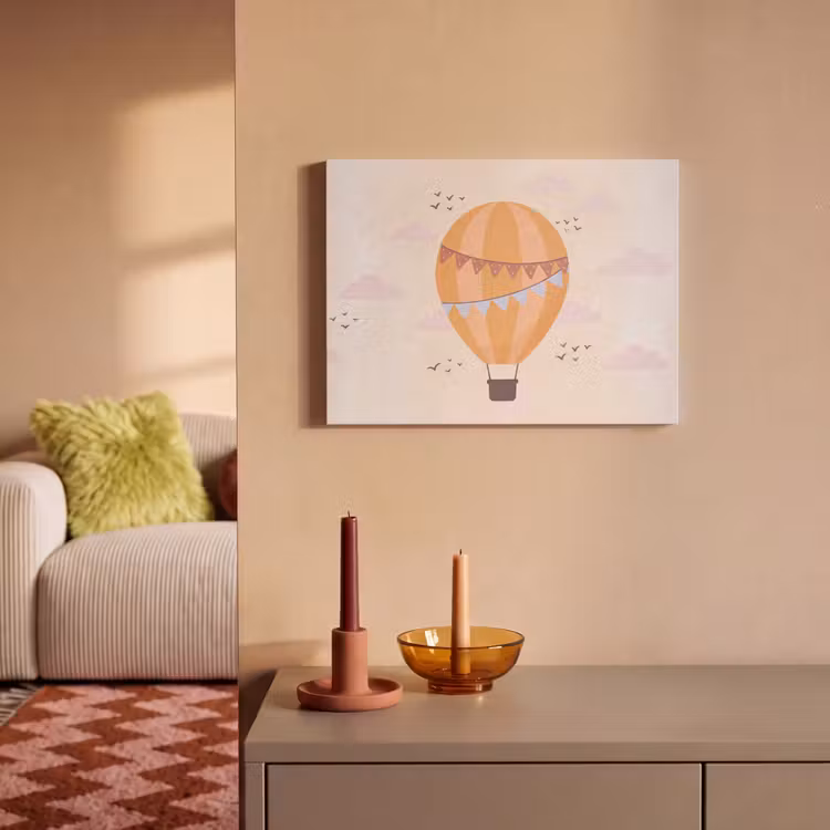 Akustikbild - Heißluftballon – Girlanden – Abenteuer – Illustration – Orange — 2