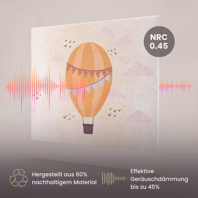 Akustikbild - Heißluftballon – Girlanden – Abenteuer – Illustration – Orange — 3