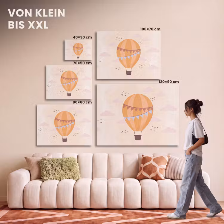 Akustikbild - Heißluftballon – Girlanden – Abenteuer – Illustration – Orange — 7