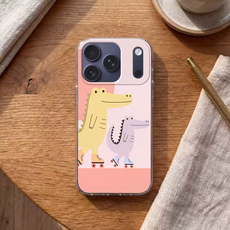 Handyhülle - Tiere – Skaten – Illustration – Verspielt – Rosa — 2