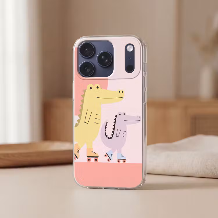 Handyhülle - Tiere – Skaten – Illustration – Verspielt – Rosa — 3