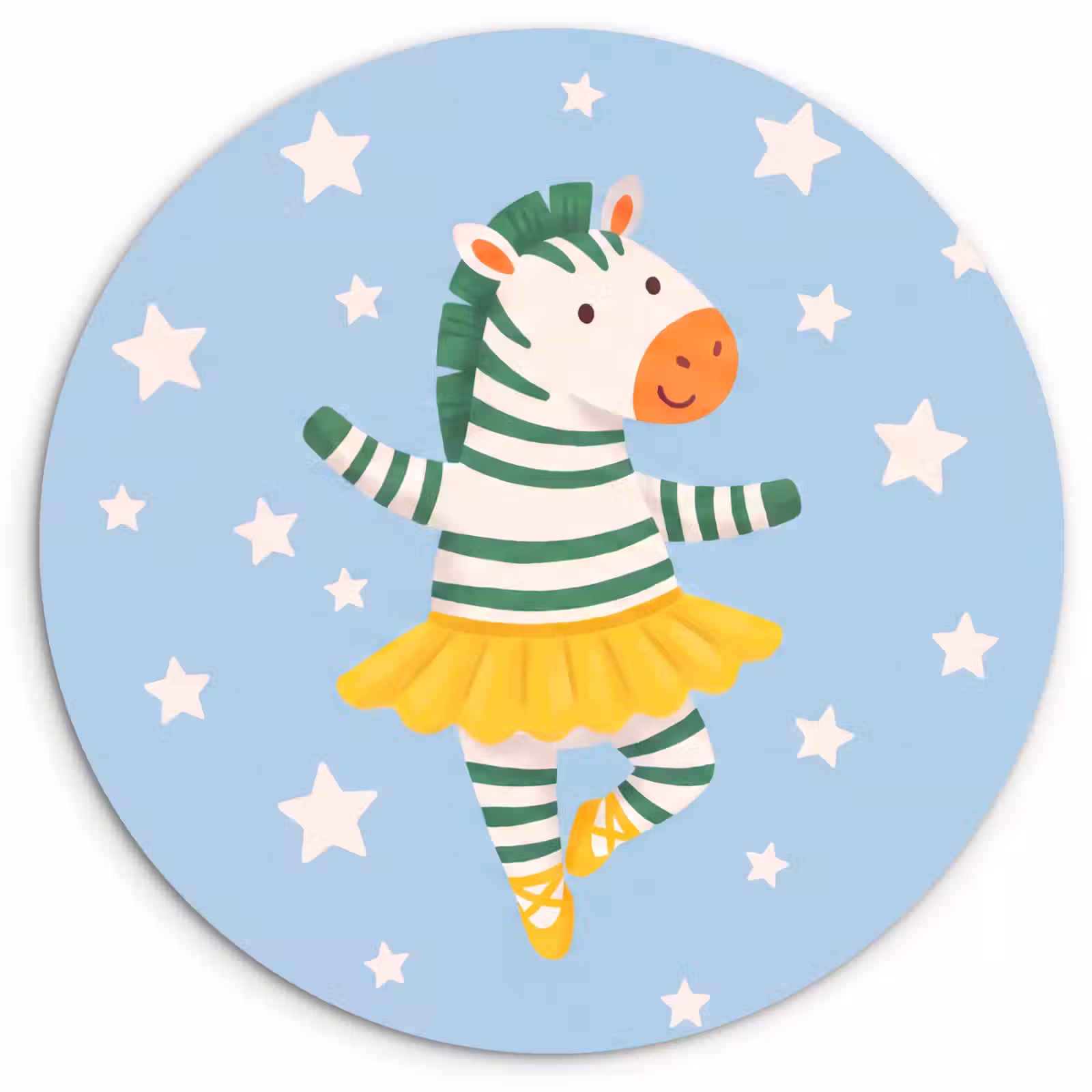 Glasbild Rund - Tiere – Tanz – Illustration – Kinderzimmer – Sterne — 1