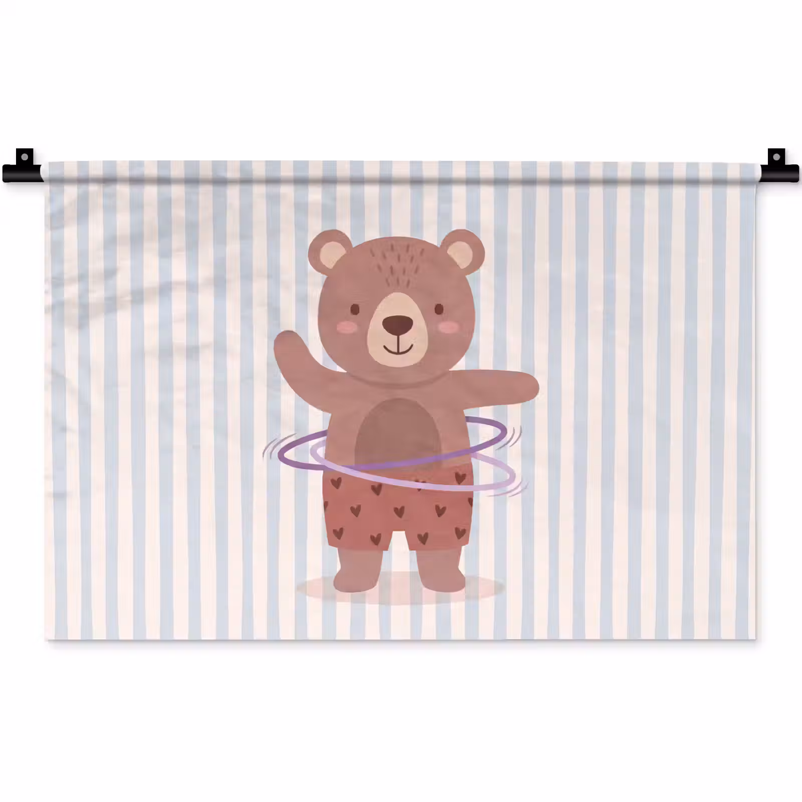 Wandteppich - Bär – Reifen – Kinderzimmer – Illustration – Braun — 1