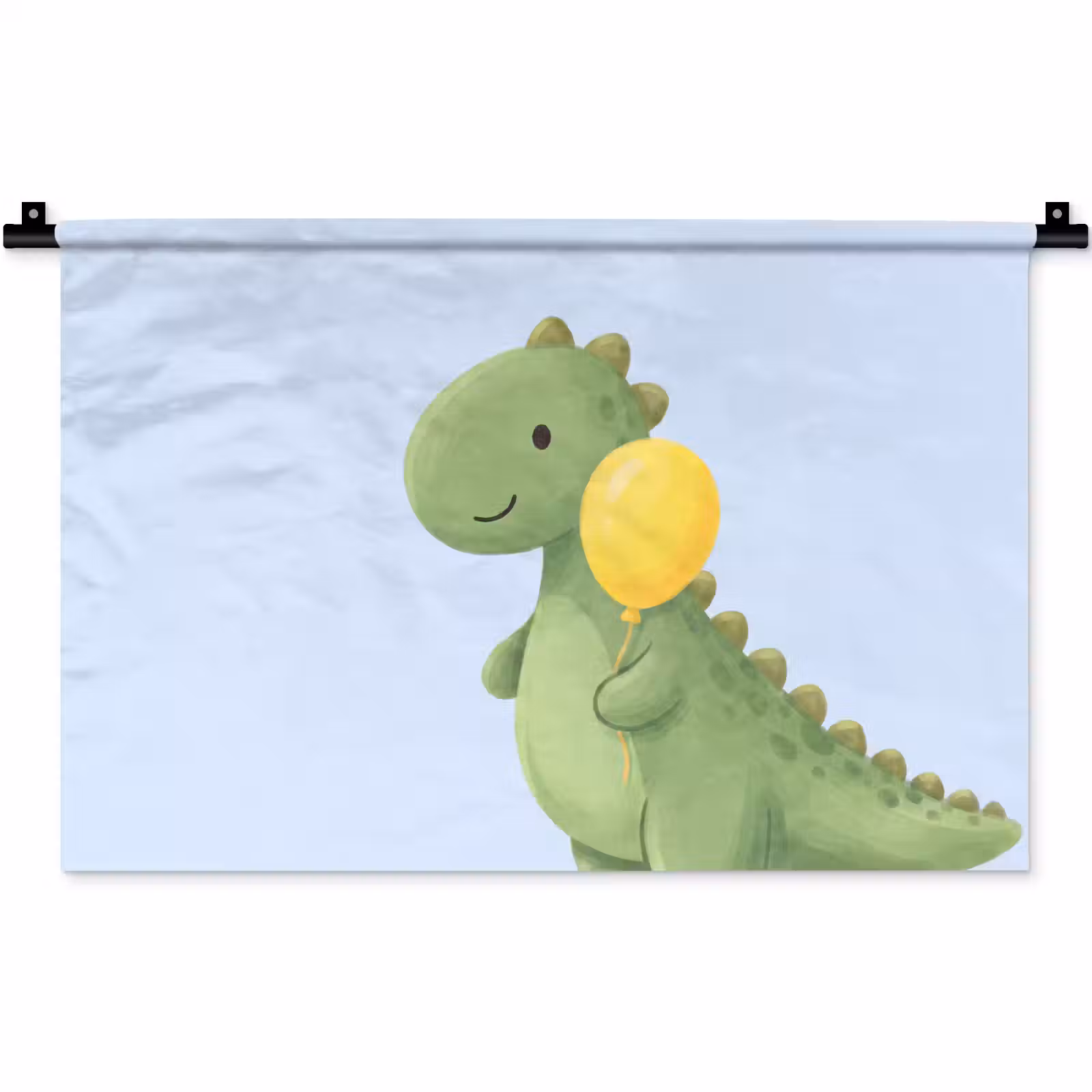Wandteppich - Dinosaurier – Luftballon – Kinderzimmer – Illustration – Grün — 1