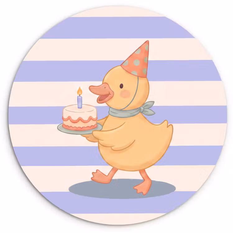 Glasbild Rund - Vogel – Fest – Torte – Kinder – Illustration — 1