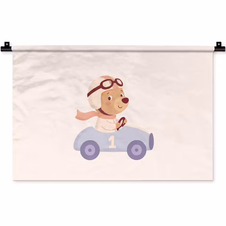 Wandteppich - Bär – Auto – Kinderzimmer – Cartoon – Verspielt — 1