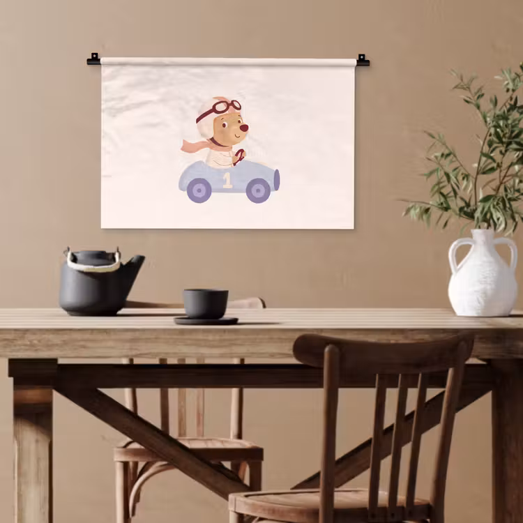 Wandteppich - Bär – Auto – Kinderzimmer – Cartoon – Verspielt — 3