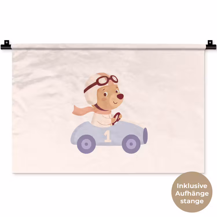 Wandteppich - Bär – Auto – Kinderzimmer – Cartoon – Verspielt — 9
