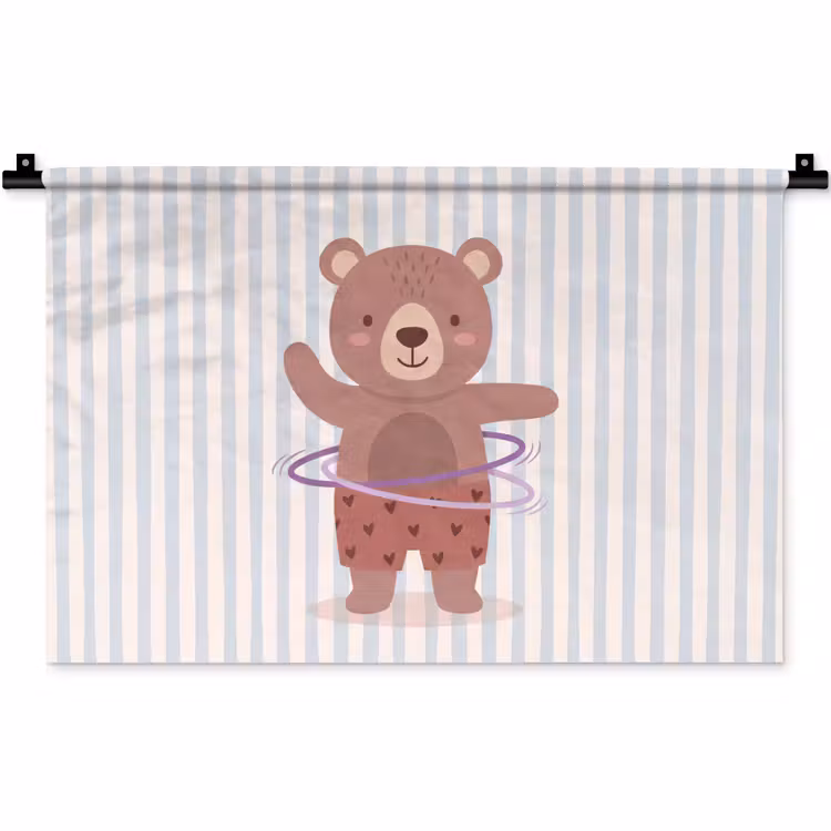 Wandteppich - Bär – Reifen – Kinderzimmer – Illustration – Braun — 1