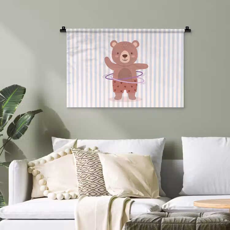 Wandteppich - Bär – Reifen – Kinderzimmer – Illustration – Braun — 4