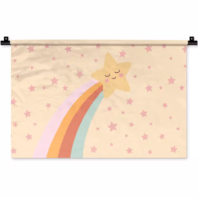 Wandteppich - Stern – Regenbogen – Nacht – Illustration – Pastell — 1
