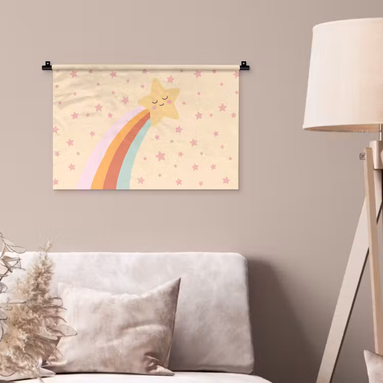 Wandteppich - Stern – Regenbogen – Nacht – Illustration – Pastell — 2