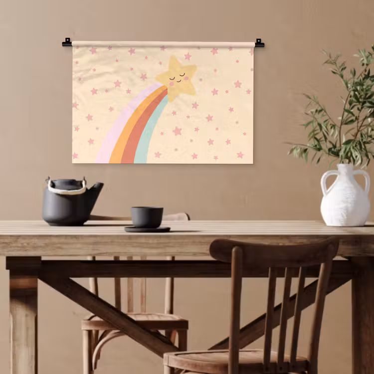 Wandteppich - Stern – Regenbogen – Nacht – Illustration – Pastell — 3