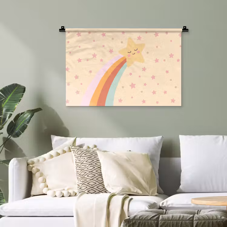 Wandteppich - Stern – Regenbogen – Nacht – Illustration – Pastell — 4