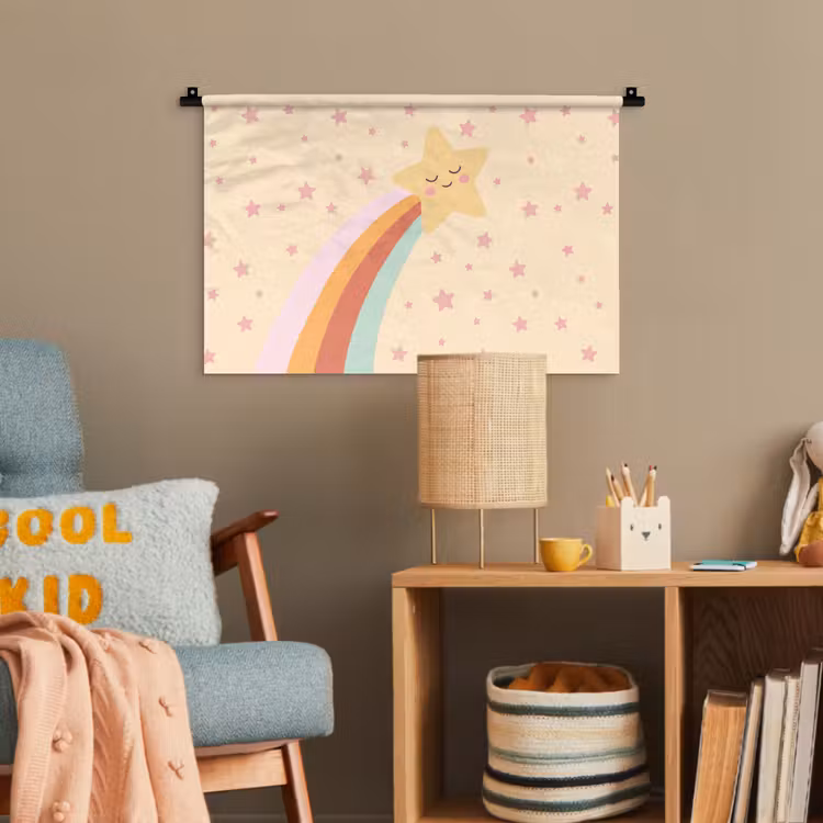 Wandteppich - Stern – Regenbogen – Nacht – Illustration – Pastell — 5