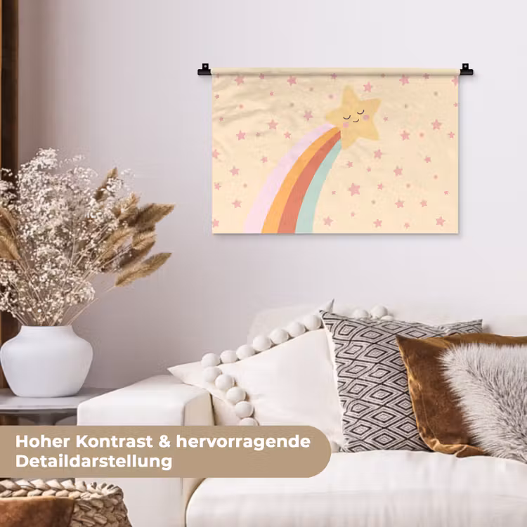 Wandteppich - Stern – Regenbogen – Nacht – Illustration – Pastell — 6