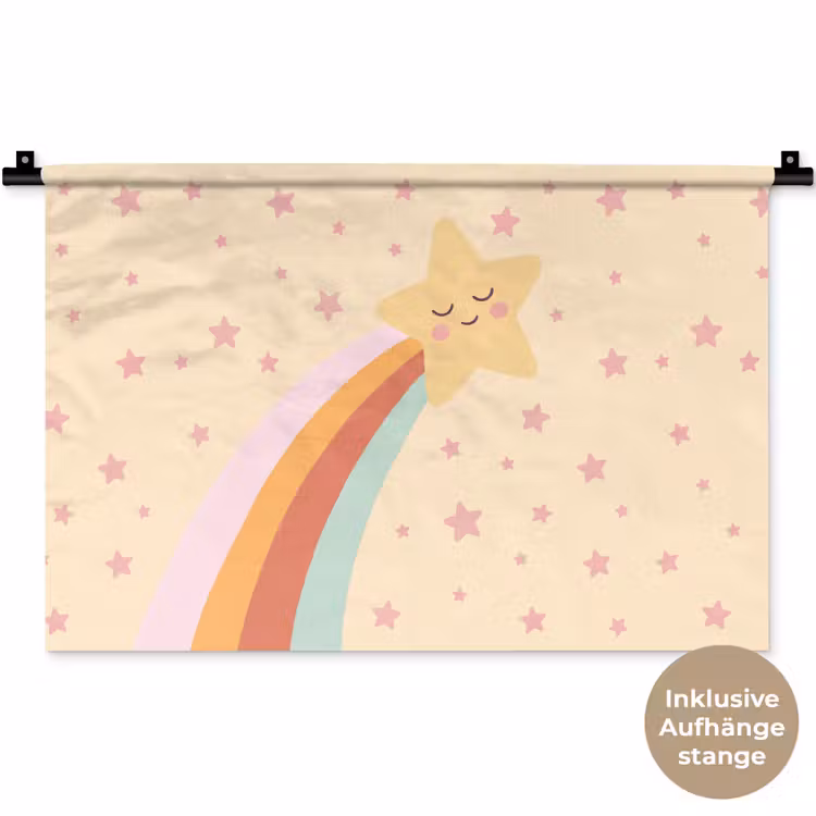 Wandteppich - Stern – Regenbogen – Nacht – Illustration – Pastell — 9