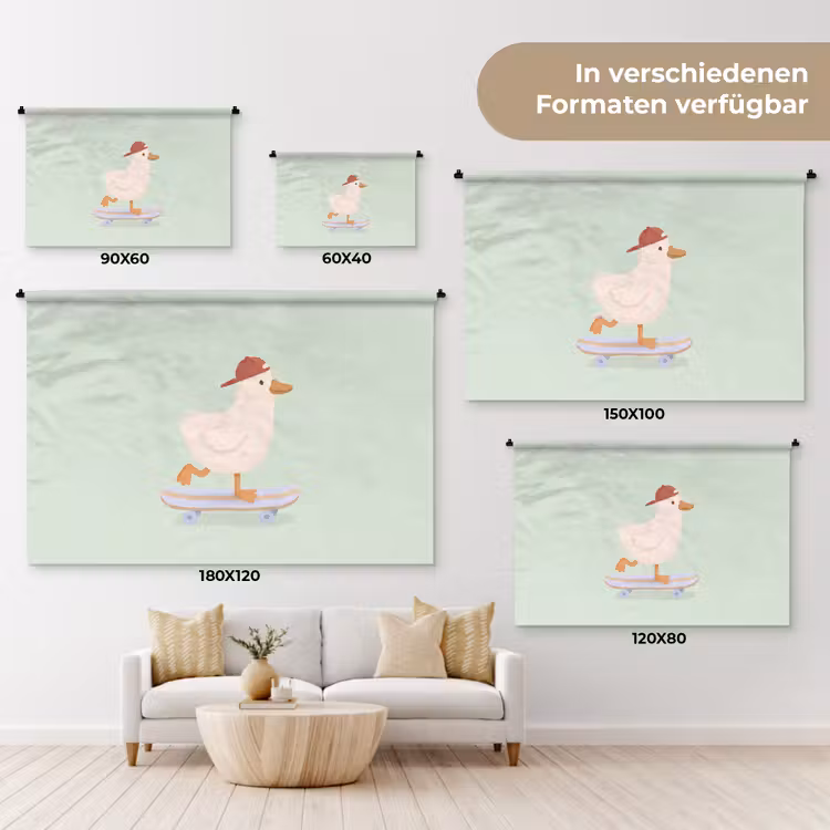 Wandteppich - Vogel – Skateboard – Tiere – Cartoon – Verspielt — 8