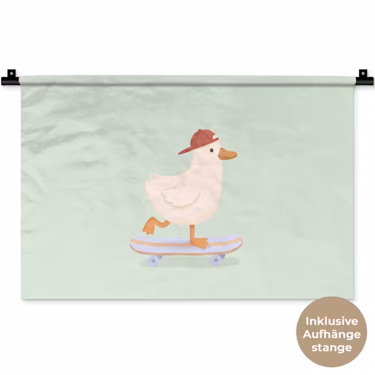 Wandteppich - Vogel – Skateboard – Tiere – Cartoon – Verspielt — 9
